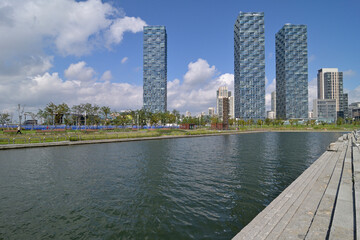 Obraz premium 韓国の計画都市：松島新都市（New Songdo City）