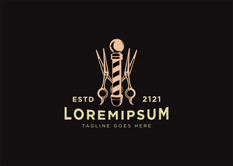 Barber Shop Logo Design Inspiration. Barber Shop Pole Vector Template.