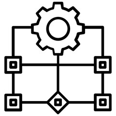 
A big cogwheel around processor chip conceptualizing neural network icon
