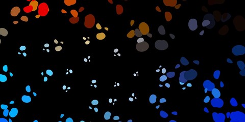 Dark blue, yellow vector background with random forms.