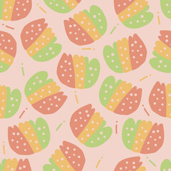 seamless hand draw multicolour polkadot flower pattern background