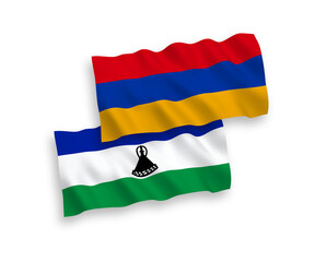 Flags of Lesotho and Armenia on a white background
