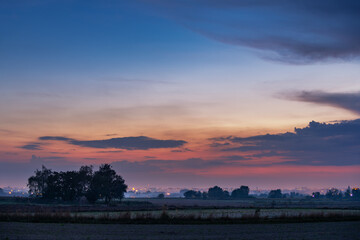 beautiful cloudy sunset over the city of Lublin in Poland