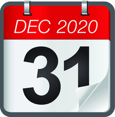 Calendar of last day on month of december 2020. New Year is coming, wish you all the best as always in this coming new year.
