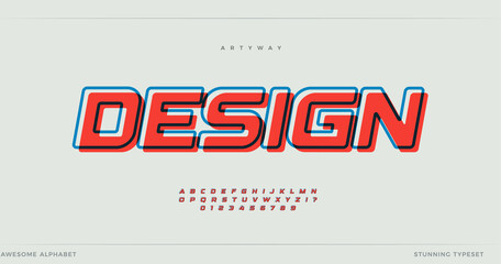 Offset alphabet design. Stunning font with contour, minimalist type for modern futuristic logo, headline, creative lettering and maxi typography. Minimal style letters, vector typographic design © artyway