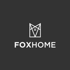 abstract fox logo. house icon