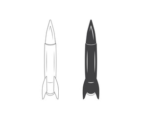 Rocketship icon, Rocketship Vector, Rocketship symbol Icon design. rocket icon set, Rocketship vector icon set. Black vector illustration on white background. Simple retro outer space vehicle concept
