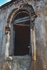 
Old church ruins without windows