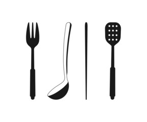 Spoon Icon, Vector cutlery set, Spoon Symbol, cutlery Design. Spoon Silhouette, Spoon frames line icon set. Black vector illustration on white background.