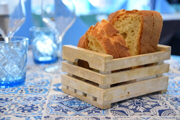 Fresh Bread in a Wooden Box
