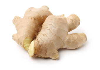 fresh ginger on white background