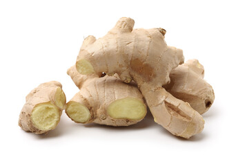 fresh ginger on white background