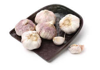 fresh garlic isolated on white background 