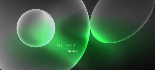 Neon ellipses abstract backgrounds. Shiny bright round shapes glowing in the dark. Vector futuristic illustrations for covers, banners, flyers and posters and other