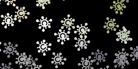 Dark gray vector backdrop with virus symbols.