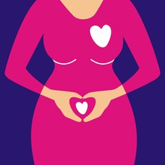 Silhouette of pregnant woman and heart