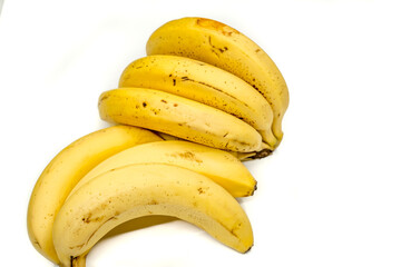 Bunch of tasty ripe bananas on white background