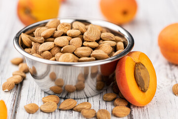 Portion of Apricot Kernels (close up shot)