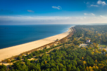 Baltic Sea and the Stogi beach in autumnal colors, Gdansk. Poland