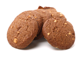 Chocolate homemade pastry cookies isolated on white background 