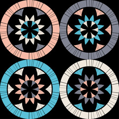 Polka dots seamless pattern. Mosaic of ethnic figures. Patterned texture. Geometric background. Vector illustration for web design or print.