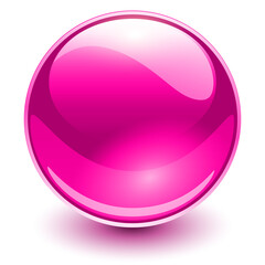 Glass sphere purple, vector shiny ball.
