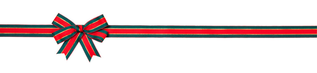 Red Christmas Ribbon Separated from White Background