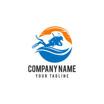 Scuba diving logo design for the company, with a picture of a dive in the depths of water