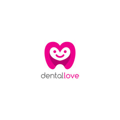 Dental Love Logo Design With Pink Color