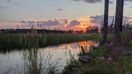sunset over the river