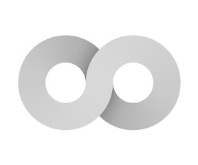 Infinity sign made of of two combined rings. Stylized limitless symbol.