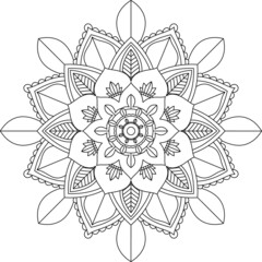 Easy Mandala coloring book simple and basic for beginners, seniors and children. Set of Mehndi flower pattern for Henna drawing and tattoo. Decoration in ethnic oriental, Indian style.