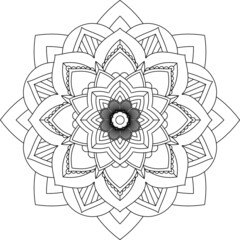 Easy Mandala coloring book simple and basic for beginners, seniors and children. Set of Mehndi flower pattern for Henna drawing and tattoo. Decoration in ethnic oriental, Indian style.