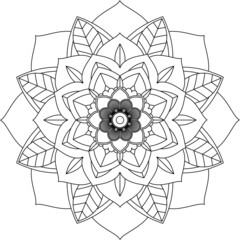 Easy Mandala coloring book simple and basic for beginners, seniors and children. Set of Mehndi flower pattern for Henna drawing and tattoo. Decoration in ethnic oriental, Indian style.