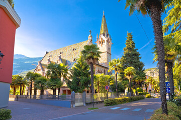 Town of Arco church and street view