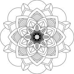 Easy Mandala coloring book simple and basic for beginners, seniors and children. Set of Mehndi flower pattern for Henna drawing and tattoo. Decoration in ethnic oriental, Indian style.