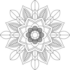 Easy Mandala coloring book simple and basic for beginners, seniors and children. Set of Mehndi flower pattern for Henna drawing and tattoo. Decoration in ethnic oriental, Indian style.