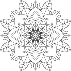 Easy Mandala coloring book simple and basic for beginners, seniors and children. Set of Mehndi flower pattern for Henna drawing and tattoo. Decoration in ethnic oriental, Indian style.