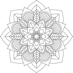 Easy Mandala coloring book simple and basic for beginners, seniors and children. Set of Mehndi flower pattern for Henna drawing and tattoo. Decoration in ethnic oriental, Indian style.