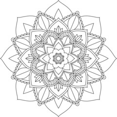 Easy Mandala coloring book simple and basic for beginners, seniors and children. Set of Mehndi flower pattern for Henna drawing and tattoo. Decoration in ethnic oriental, Indian style.
