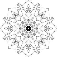 Easy Mandala coloring book simple and basic for beginners, seniors and children. Set of Mehndi flower pattern for Henna drawing and tattoo. Decoration in ethnic oriental, Indian style.