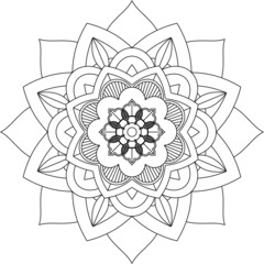 Easy Mandala coloring book simple and basic for beginners, seniors and children. Set of Mehndi flower pattern for Henna drawing and tattoo. Decoration in ethnic oriental, Indian style.