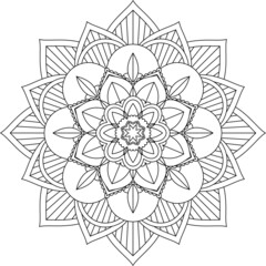 Easy Mandala coloring book simple and basic for beginners, seniors and children. Set of Mehndi flower pattern for Henna drawing and tattoo. Decoration in ethnic oriental, Indian style.