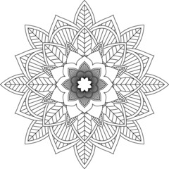 Easy Mandala coloring book simple and basic for beginners, seniors and children. Set of Mehndi flower pattern for Henna drawing and tattoo. Decoration in ethnic oriental, Indian style.