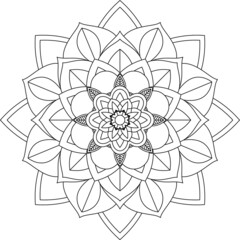 Easy Mandala coloring book simple and basic for beginners, seniors and children. Set of Mehndi flower pattern for Henna drawing and tattoo. Decoration in ethnic oriental, Indian style.