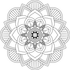 Easy Mandala coloring book simple and basic for beginners, seniors and children. Set of Mehndi flower pattern for Henna drawing and tattoo. Decoration in ethnic oriental, Indian style.