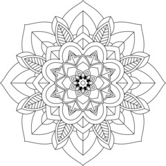 Easy Mandala coloring book simple and basic for beginners, seniors and children. Set of Mehndi flower pattern for Henna drawing and tattoo. Decoration in ethnic oriental, Indian style.