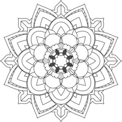 Easy Mandala coloring book simple and basic for beginners, seniors and children. Set of Mehndi flower pattern for Henna drawing and tattoo. Decoration in ethnic oriental, Indian style.