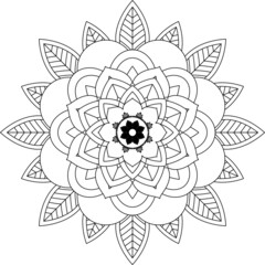 Easy Mandala coloring book simple and basic for beginners, seniors and children. Set of Mehndi flower pattern for Henna drawing and tattoo. Decoration in ethnic oriental, Indian style.