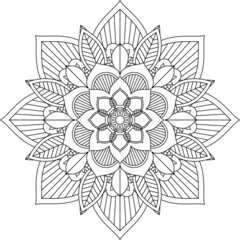 Easy Mandala coloring book simple and basic for beginners, seniors and children. Set of Mehndi flower pattern for Henna drawing and tattoo. Decoration in ethnic oriental, Indian style.